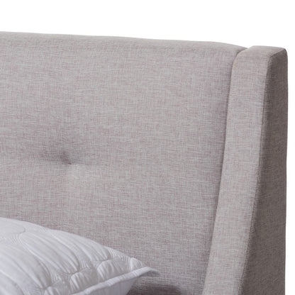 Baxton Studio - Louvain Full Size Bed in Greyish Beige - BBT6696-Greyish Beige-Full view 4