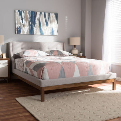 Baxton Studio - Louvain Full Size Bed in Greyish Beige - BBT6696-Greyish Beige-Full view 6