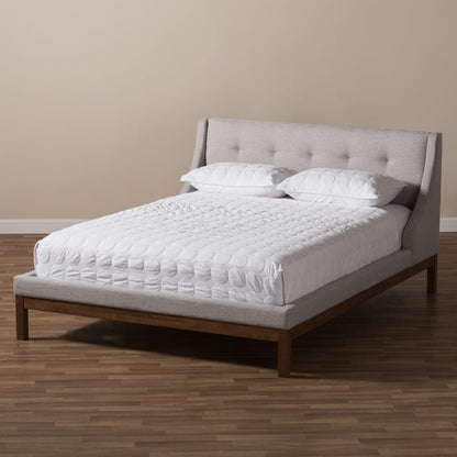 Baxton Studio - Louvain Full Size Bed in Greyish Beige - BBT6696-Greyish Beige-Full view 7