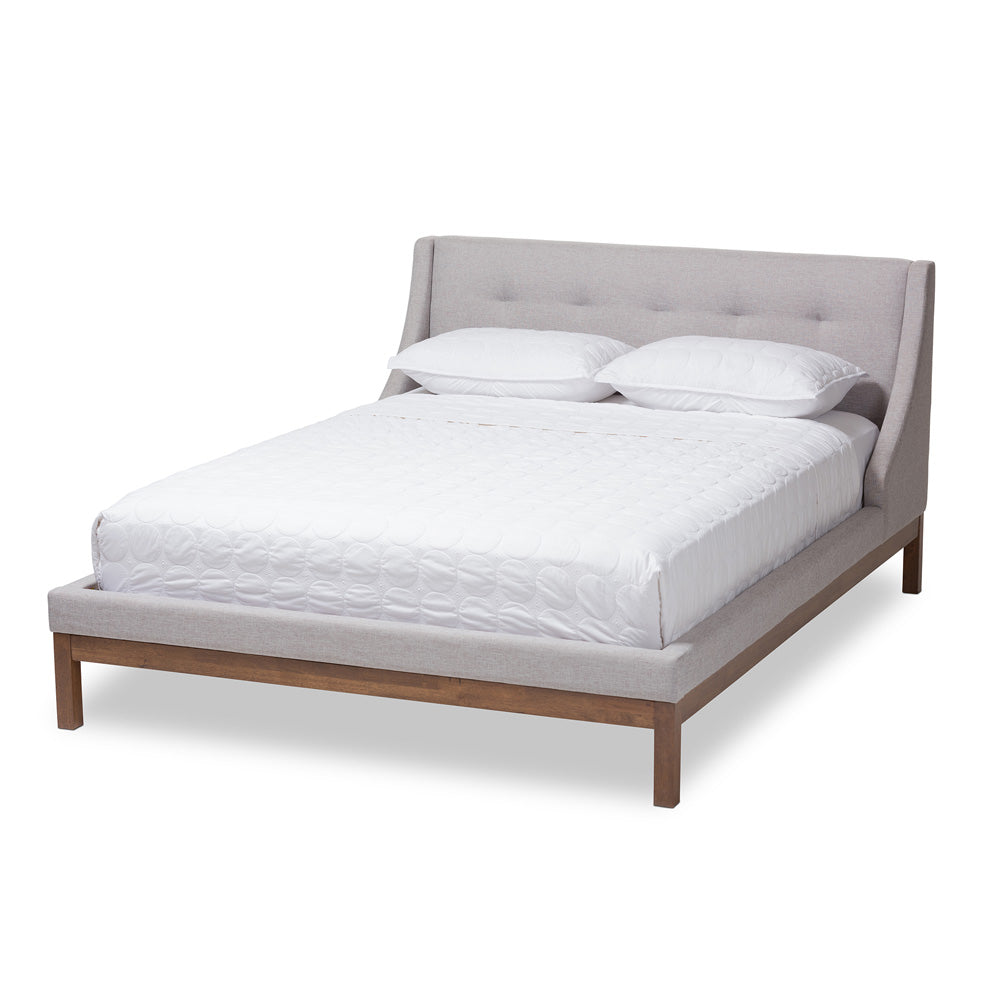 Baxton Studio - Louvain Queen Size Bed in Greyish Beige - BBT6696-Greyish Beige-Queen view 1