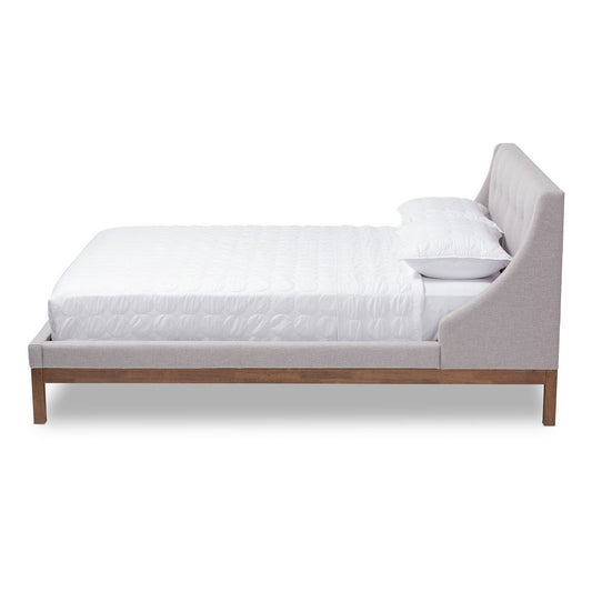 Baxton Studio - Louvain Queen Size Bed in Greyish Beige - BBT6696-Greyish Beige-Queen view 2