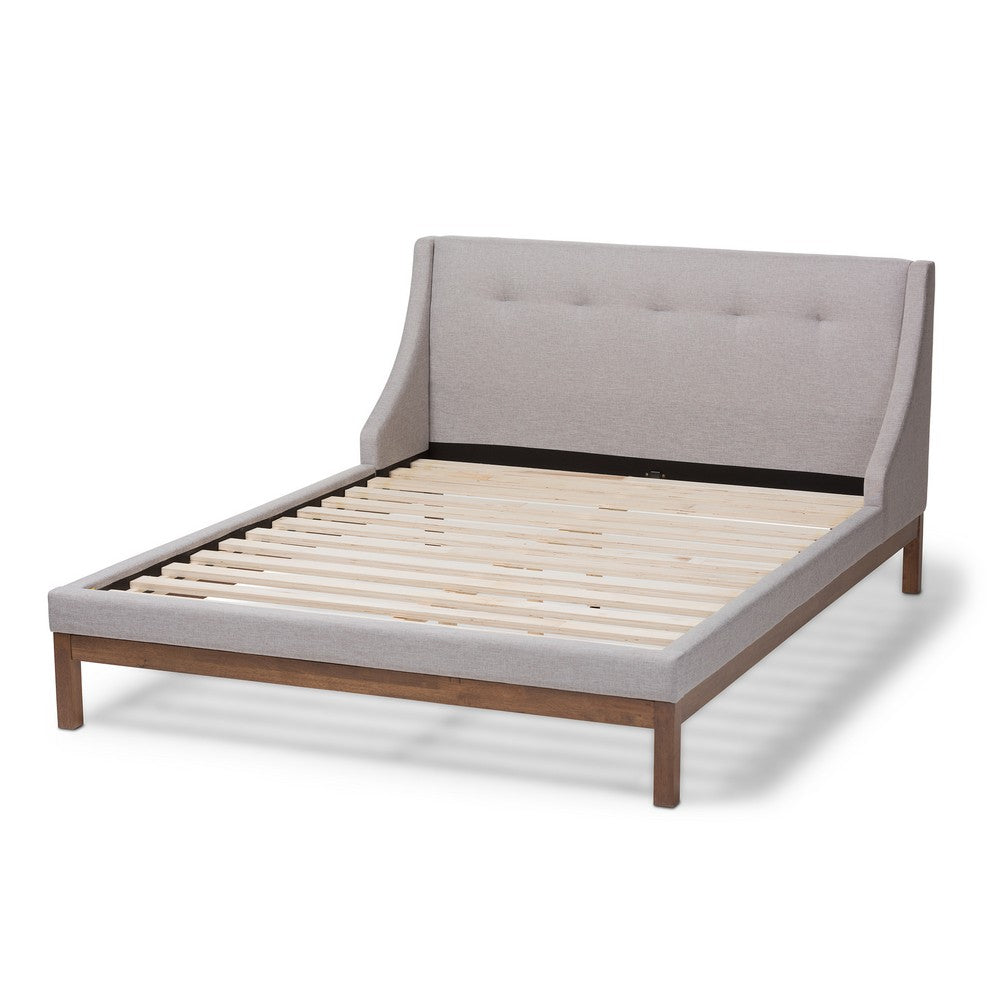 Baxton Studio - Louvain Queen Size Bed in Greyish Beige - BBT6696-Greyish Beige-Queen view 3