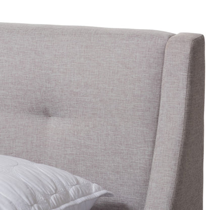 Baxton Studio - Louvain Queen Size Bed in Greyish Beige - BBT6696-Greyish Beige-Queen view 4