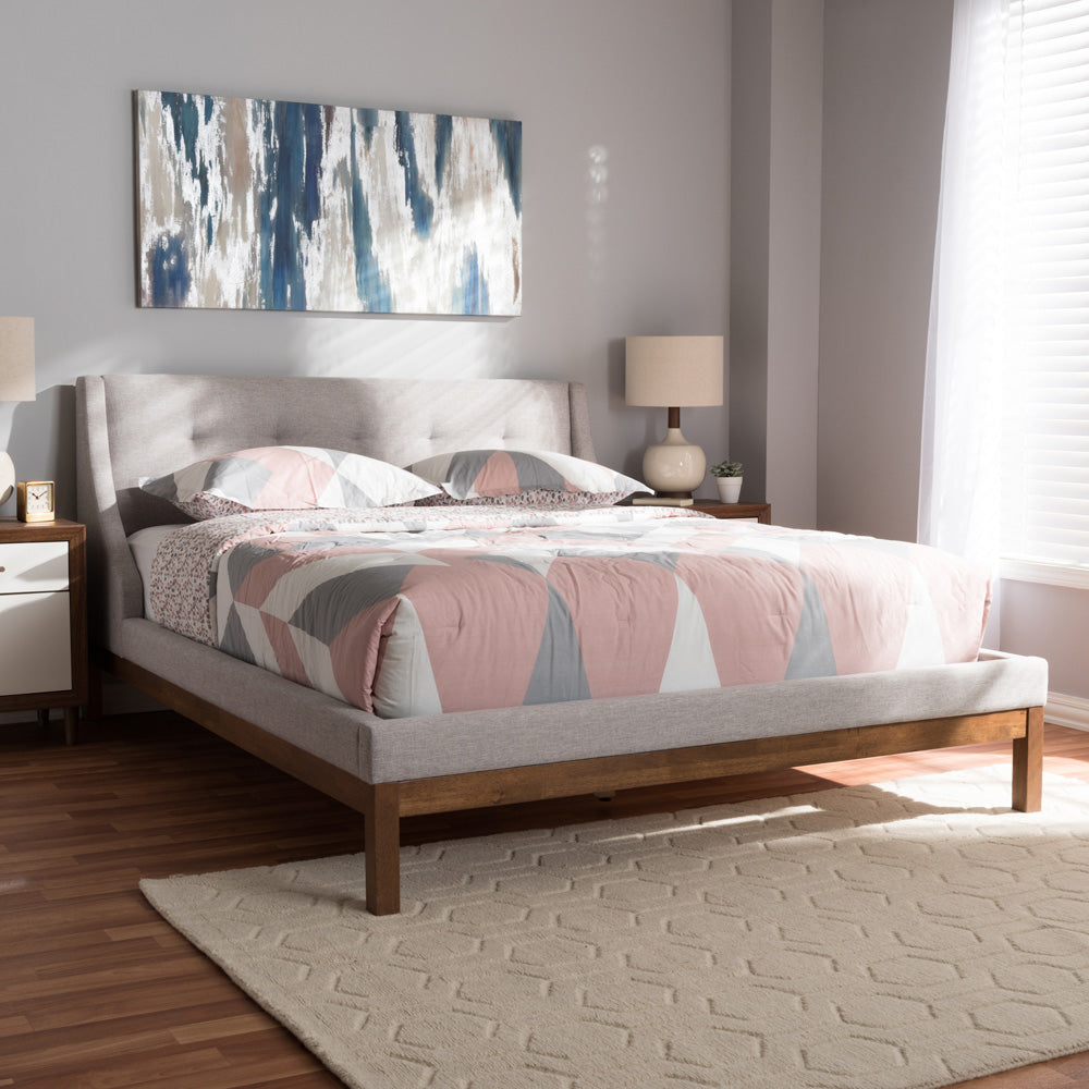 Baxton Studio - Louvain Queen Size Bed in Greyish Beige - BBT6696-Greyish Beige-Queen view 6
