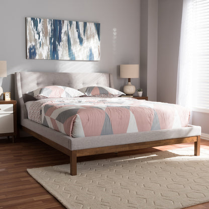 Baxton Studio - Louvain Queen Size Bed in Greyish Beige - BBT6696-Greyish Beige-Queen view 6