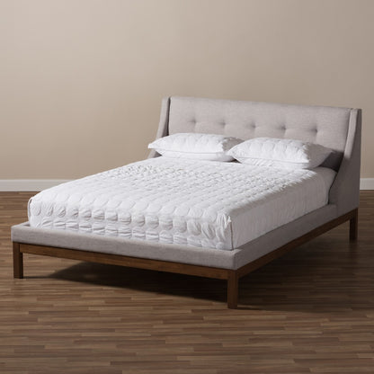 Baxton Studio - Louvain Queen Size Bed in Greyish Beige - BBT6696-Greyish Beige-Queen view 7
