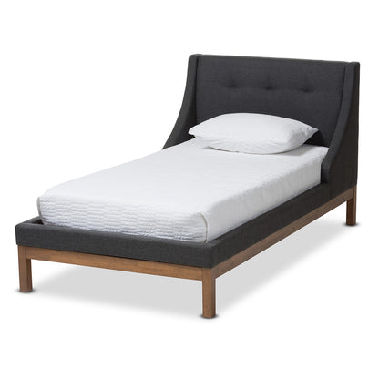 Baxton Studio - Louvain Twin Size Bed in Dark Grey - BBT6696-Dark Grey-Twin view 1
