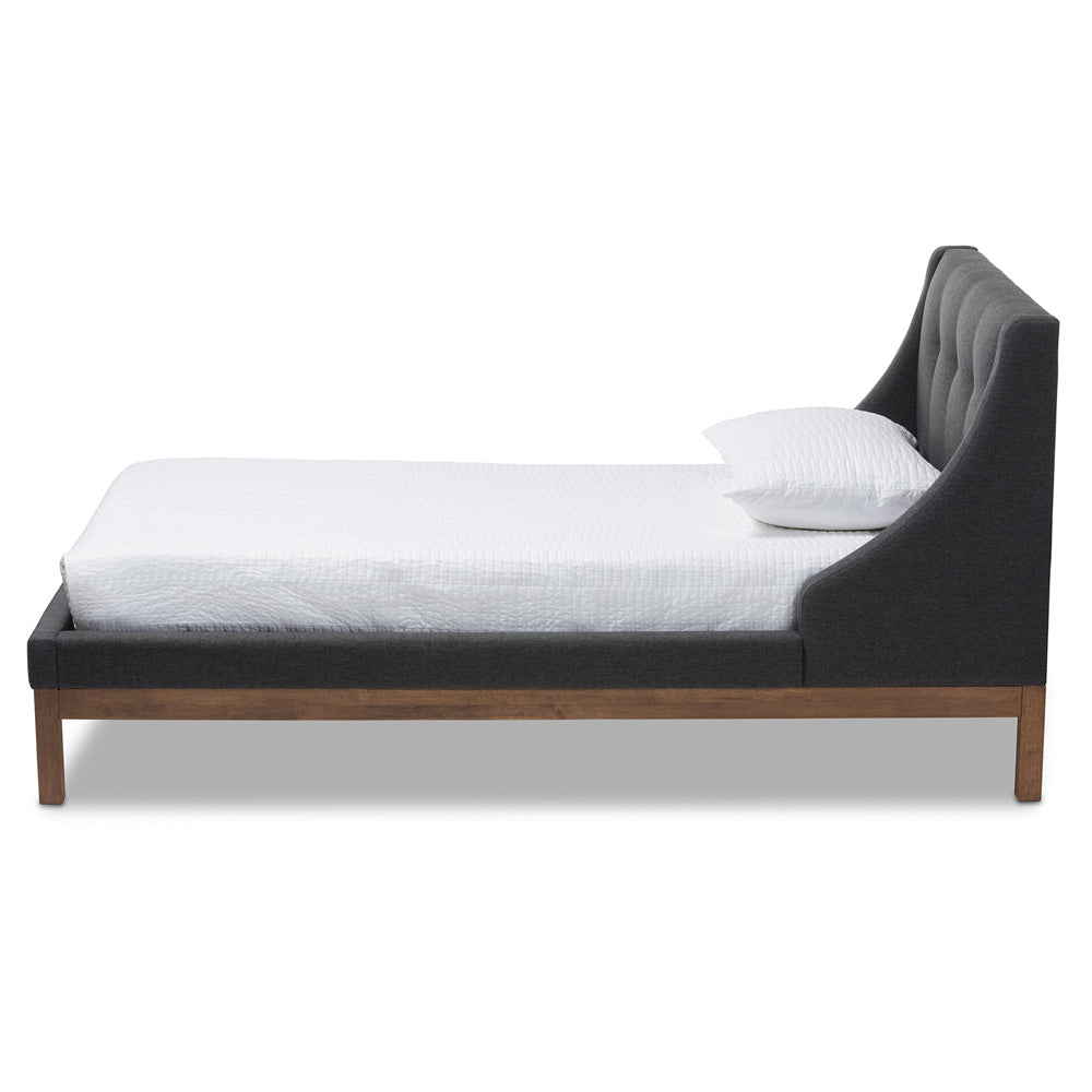 Baxton Studio - Louvain Twin Size Bed in Dark Grey - BBT6696-Dark Grey-Twin view 2