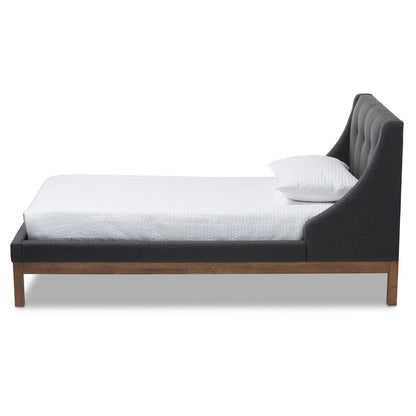 Baxton Studio - Louvain Twin Size Bed in Dark Grey - BBT6696-Dark Grey-Twin view 2