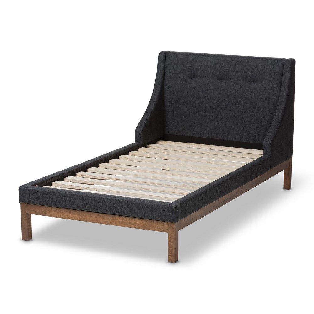Baxton Studio - Louvain Twin Size Bed in Dark Grey - BBT6696-Dark Grey-Twin view 3