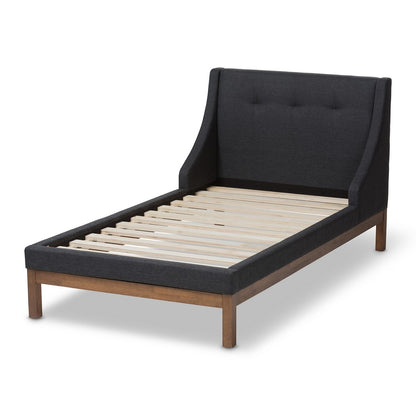 Baxton Studio - Louvain Twin Size Bed in Dark Grey - BBT6696-Dark Grey-Twin view 3