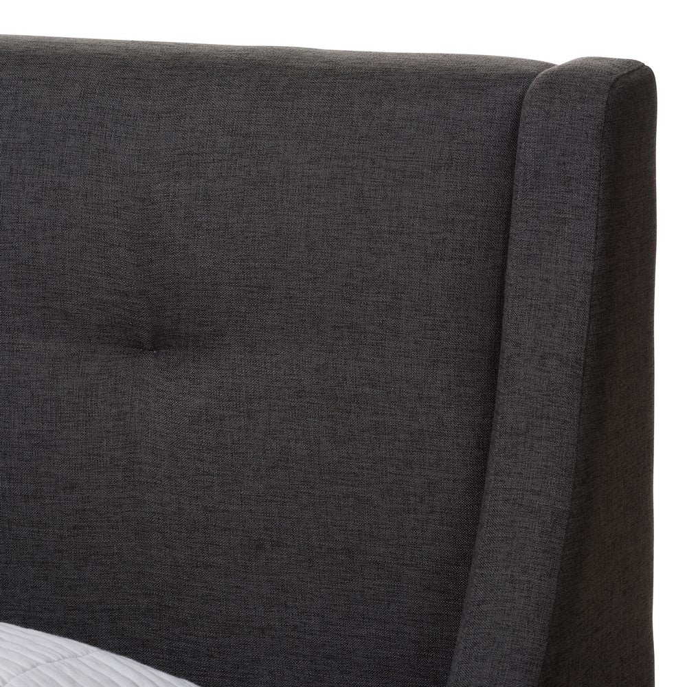 Baxton Studio - Louvain Twin Size Bed in Dark Grey - BBT6696-Dark Grey-Twin view 4