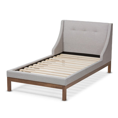Baxton Studio - Louvain Twin Size Bed in Greyish Beige - BBT6696-Greyish Beige-Twin view 3