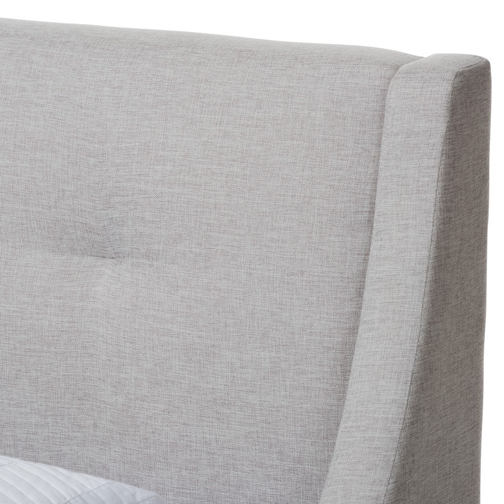 Baxton Studio - Louvain Twin Size Bed in Greyish Beige - BBT6696-Greyish Beige-Twin view 4