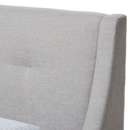 Baxton Studio - Louvain Twin Size Bed in Greyish Beige - BBT6696-Greyish Beige-Twin view 4