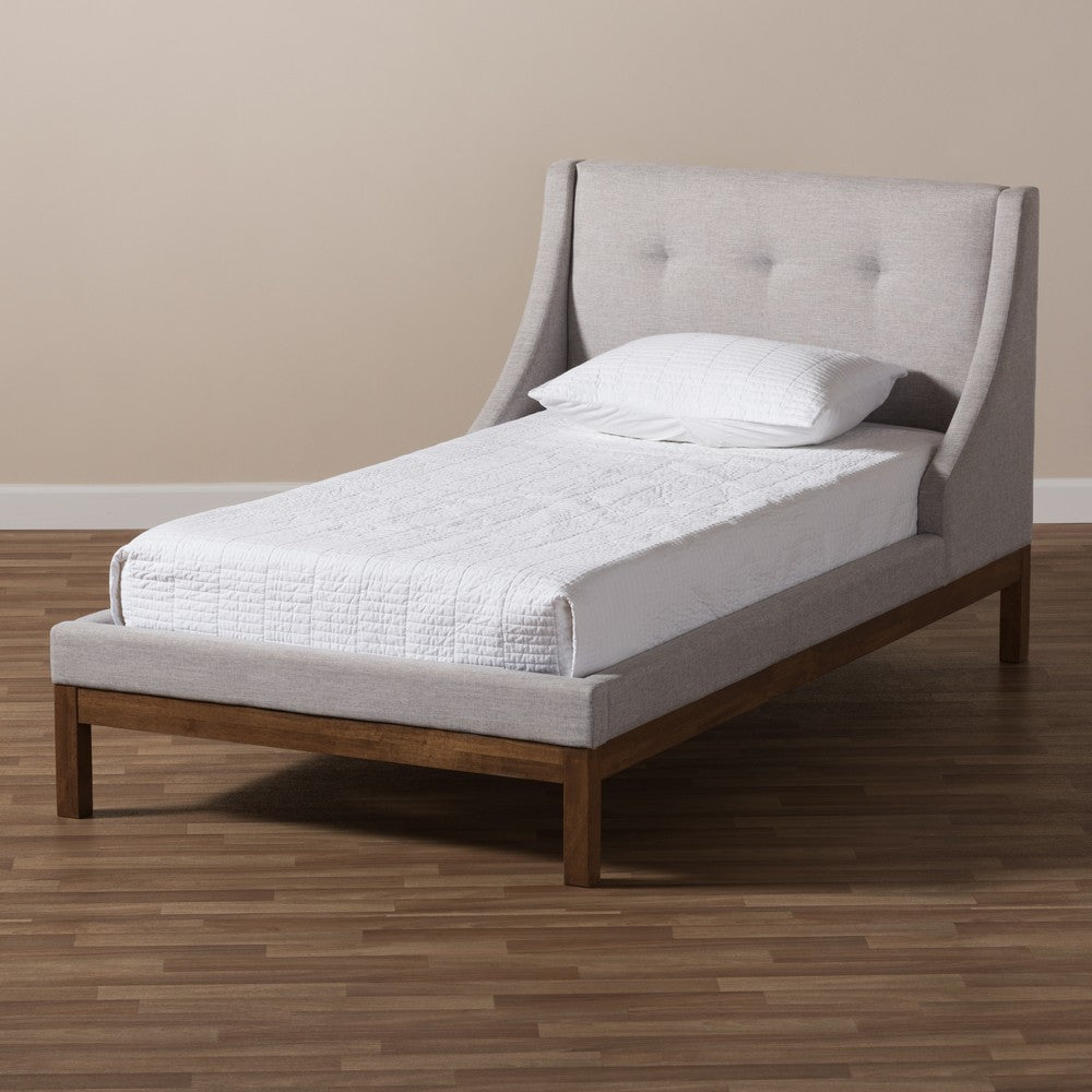 Baxton Studio - Louvain Twin Size Bed in Greyish Beige - BBT6696-Greyish Beige-Twin view 7