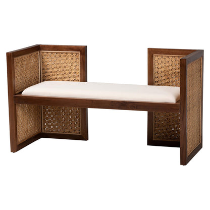 Baxton Studio - Lovina Bench in Light Honey/Light Brown - Lovina-Light Honey/Light Brown Rattan-Bench view 1