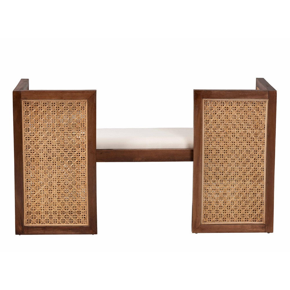 Baxton Studio - Lovina Bench in Light Honey/Light Brown - Lovina-Light Honey/Light Brown Rattan-Bench view 4