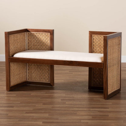 Baxton Studio - Lovina Bench in Light Honey/Light Brown - Lovina-Light Honey/Light Brown Rattan-Bench view 9