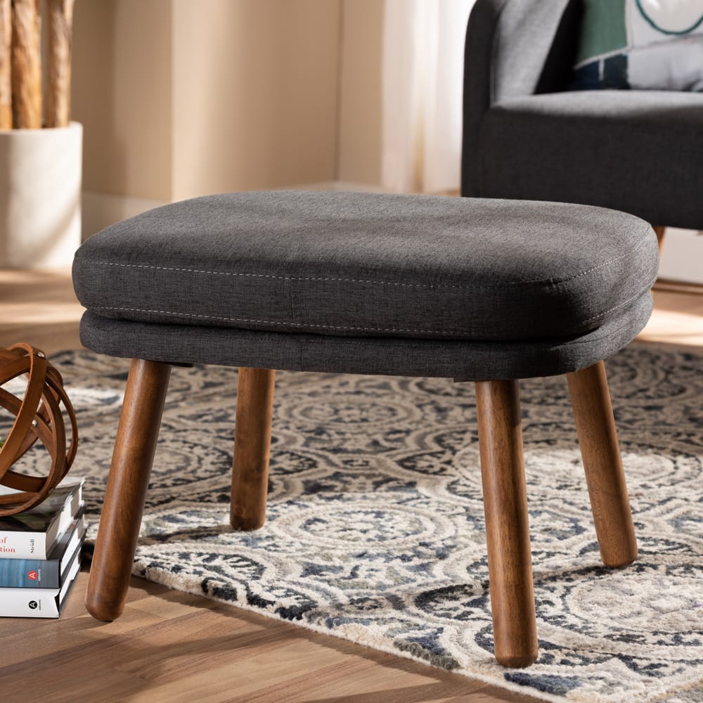 Baxton Studio - Lovise Footstool in Dark Grey - BBT5342-Dark Grey view 5