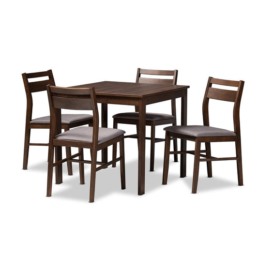 Baxton Studio - Lovy Dining Set in Gray - Lovy Dining Set-Grey/Dark Walnut view 1