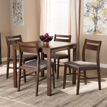 Baxton Studio - Lovy Dining Set in Gray - Lovy Dining Set-Grey/Dark Walnut view 6