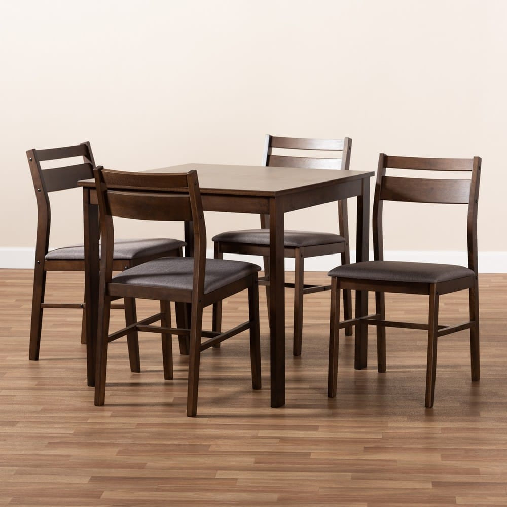 Baxton Studio - Lovy Dining Set in Gray - Lovy Dining Set-Grey/Dark Walnut view 7