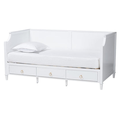 Baxton Studio - Lowri Twin Size Daybed in White/Gold - Lowri-White-Daybed-3DW-Twin view 1