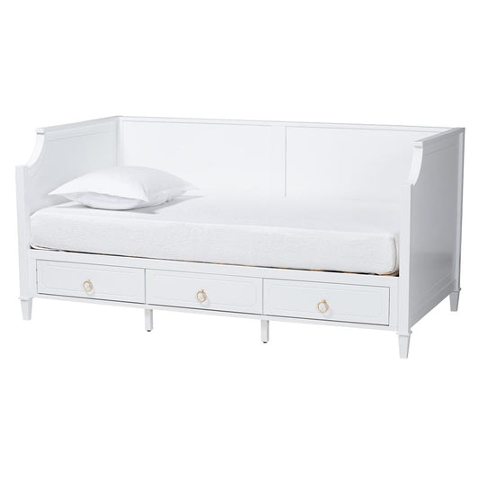 Baxton Studio - Lowri Twin Size Daybed in White/Gold - Lowri-White-Daybed-3DW-Twin view 1