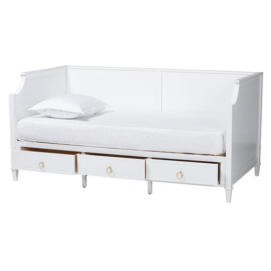 Baxton Studio - Lowri Twin Size Daybed in White/Gold - Lowri-White-Daybed-3DW-Twin view 2