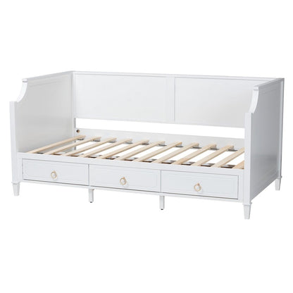 Baxton Studio - Lowri Twin Size Daybed in White/Gold - Lowri-White-Daybed-3DW-Twin view 4