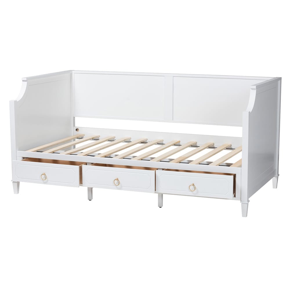 Baxton Studio - Lowri Twin Size Daybed in White/Gold - Lowri-White-Daybed-3DW-Twin view 5