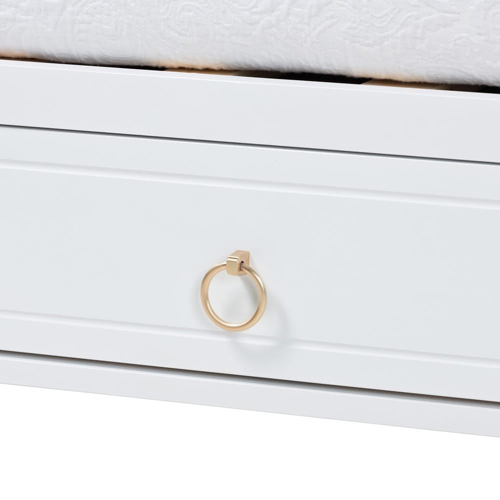 Baxton Studio - Lowri Twin Size Daybed in White/Gold - Lowri-White-Daybed-3DW-Twin view 6