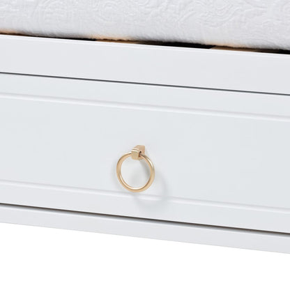Baxton Studio - Lowri Twin Size Daybed in White/Gold - Lowri-White-Daybed-3DW-Twin view 6