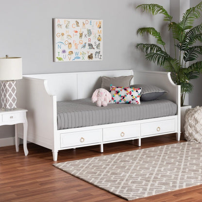 Baxton Studio - Lowri Twin Size Daybed in White/Gold - Lowri-White-Daybed-3DW-Twin view 11