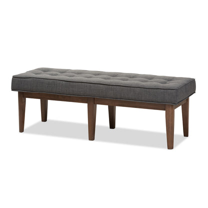 Baxton Studio - Lucca Bench in Dark Grey/"Walnut" Brown - WM1623-BE-Dark Grey/Walnut view 1
