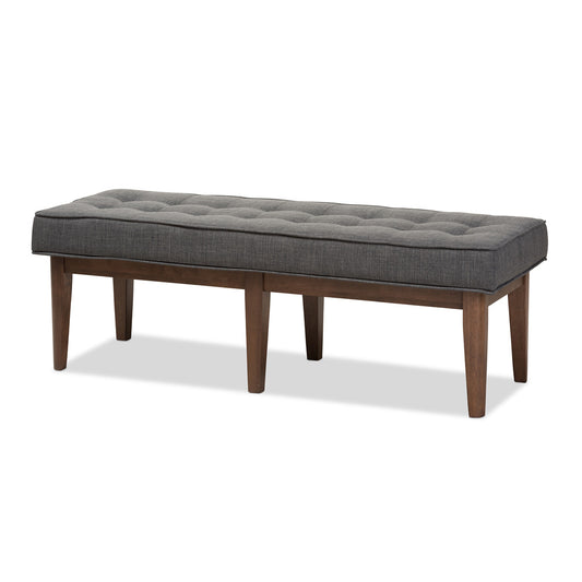 Baxton Studio - Lucca Bench in Dark Grey/"Walnut" Brown - WM1623-BE-Dark Grey/Walnut view 1
