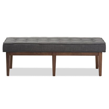 Baxton Studio - Lucca Bench in Dark Grey/"Walnut" Brown - WM1623-BE-Dark Grey/Walnut view 2