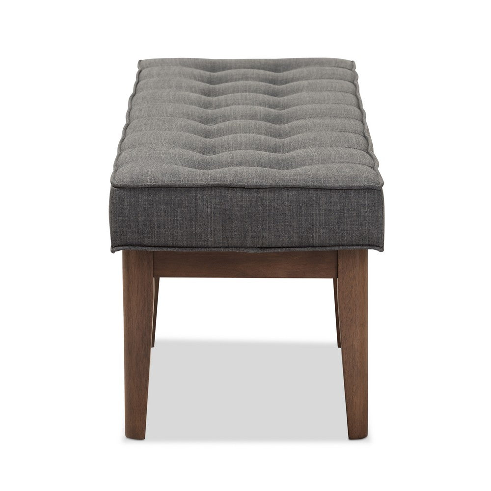 Baxton Studio - Lucca Bench in Dark Grey/"Walnut" Brown - WM1623-BE-Dark Grey/Walnut view 3