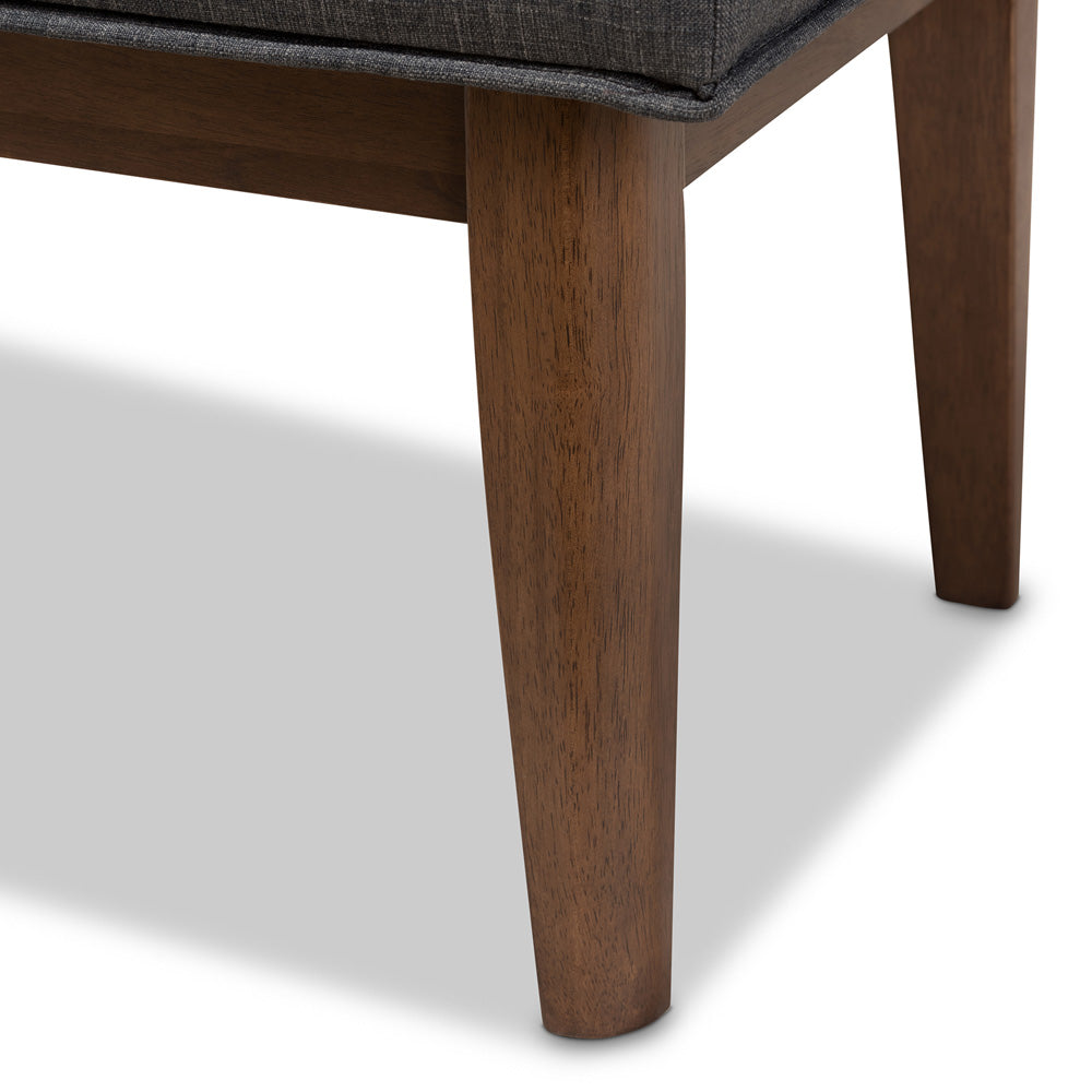 Baxton Studio - Lucca Bench in Dark Grey/"Walnut" Brown - WM1623-BE-Dark Grey/Walnut view 5