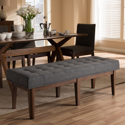 Baxton Studio - Lucca Bench in Dark Grey/"Walnut" Brown - WM1623-BE-Dark Grey/Walnut view 6