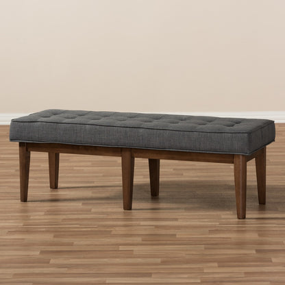 Baxton Studio - Lucca Bench in Dark Grey/"Walnut" Brown - WM1623-BE-Dark Grey/Walnut view 7