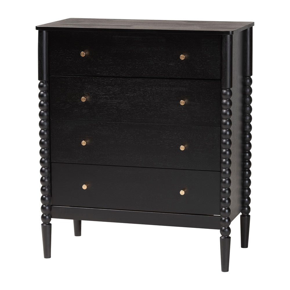 Baxton Studio - Lucera Chest in Black - MG9011-Black-4DW-Chest view 1