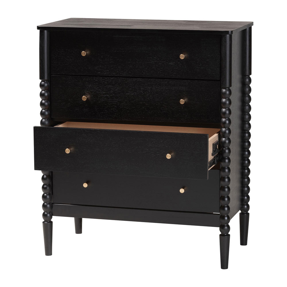 Baxton Studio - Lucera Chest in Black - MG9011-Black-4DW-Chest view 2
