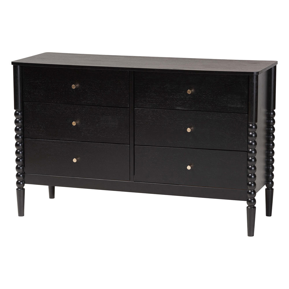 Baxton Studio - Lucera Dresser in Black - MG9011-Black-6DW-Dresser view 1