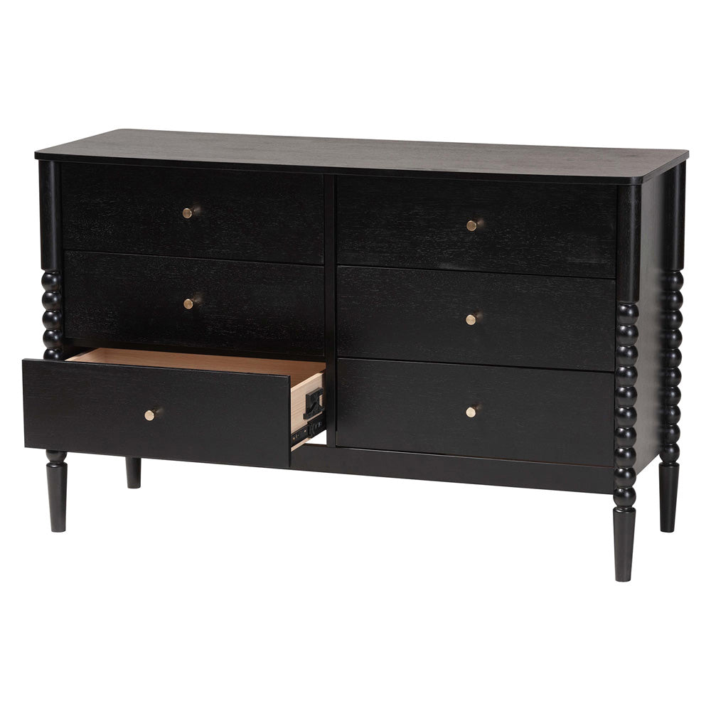 Baxton Studio - Lucera Dresser in Black - MG9011-Black-6DW-Dresser view 2