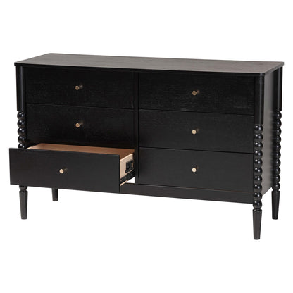 Baxton Studio - Lucera Dresser in Black - MG9011-Black-6DW-Dresser view 2