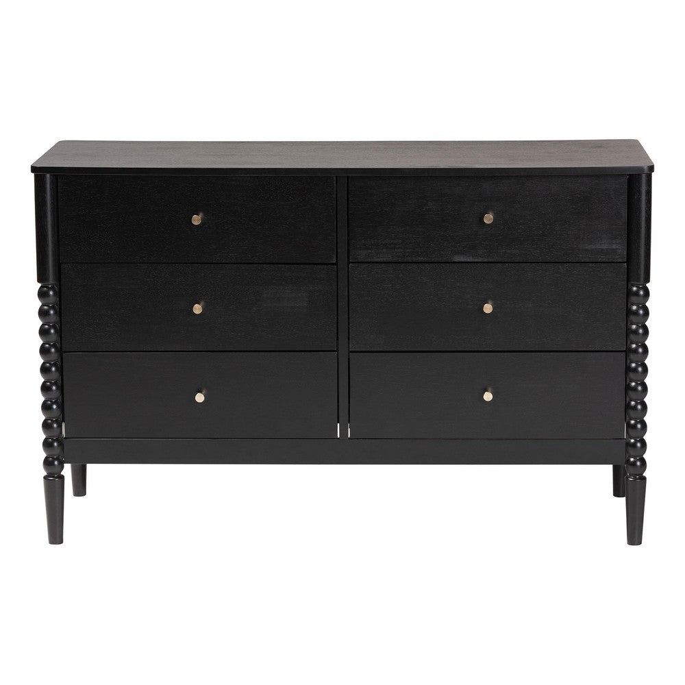 Baxton Studio - Lucera Dresser in Black - MG9011-Black-6DW-Dresser view 4