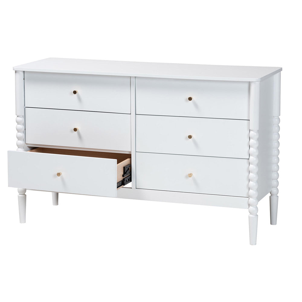 Baxton Studio - Lucera Dresser in White - MG9011-White-6DW-Dresser view 2