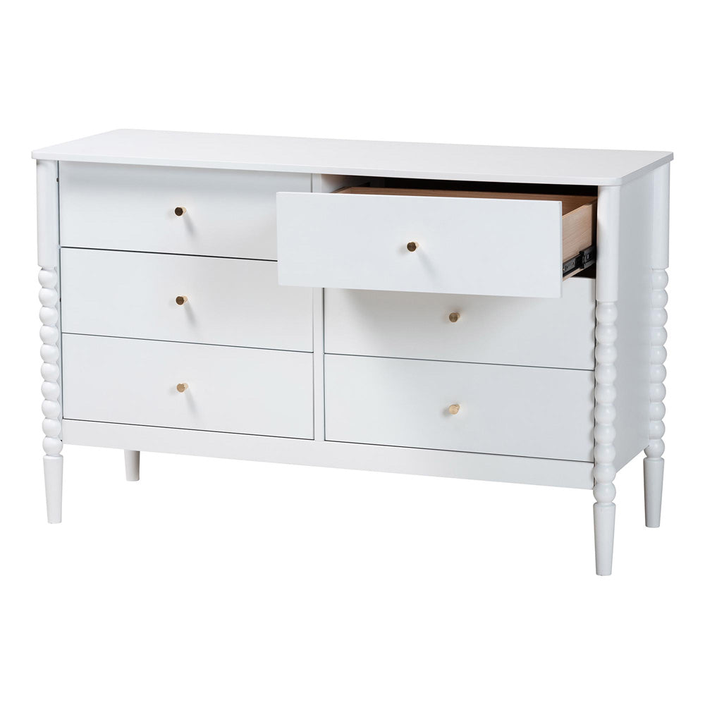 Baxton Studio - Lucera Dresser in White - MG9011-White-6DW-Dresser view 3